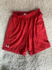 Under armour shorts youth large red gym basketball casual drawstring boys    