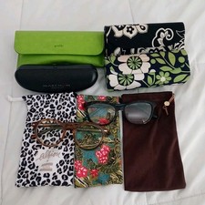 Assorted Bundle of 9 Sunglasses/Glasses Cases  Soft Cloth Bags 2 Pair Frames
