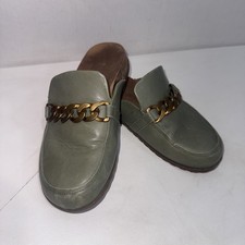 Vionic Green Leather Joyful Georgie Slip On Arch Support Mules Shoes Size 9 Read