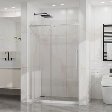 Goodyo Frameless Shower Door, 48" W x 72" H Sleek Silent Sliding Glass Door, 1
