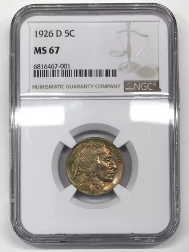 1926-D Buffalo Nickel NGC MS-67 - NGC POP 6/1 - *Rainbow Toning*