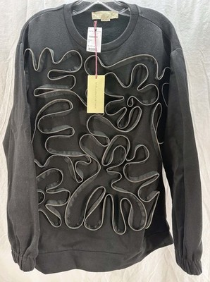 Nwt Stella McCartney Black Squiggly Zippers Cotton Knit Sweatshirt 42/8 $1070