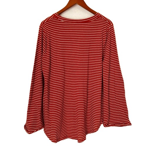 Umgee USA Bluse Damen XL rost weiß Streifen Hi Lo Leinen Baumwolle Rohkanten Boho - Bild 2 von 11
