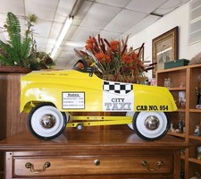   Antique Vintage-Taxi Cab Metal Pedal Car Instep City Taxi  