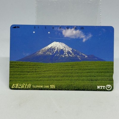 Mt. Fuji mit grünen Teefeldern Telefonkarte mäßige Gebrauchsspuren Sammlerstü...