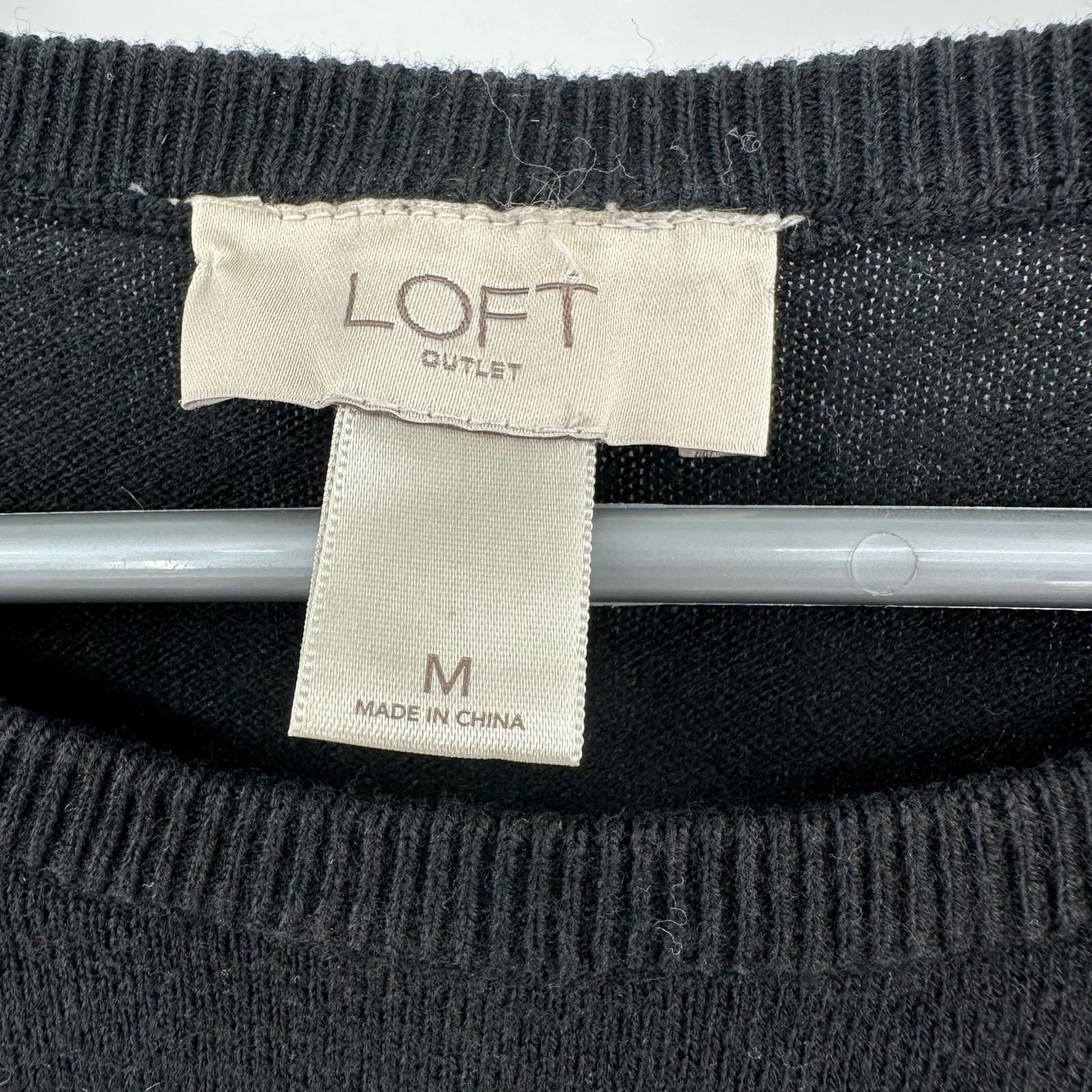 Loft Size Medium Sweater Black Solid Knit Pullove… - image 3