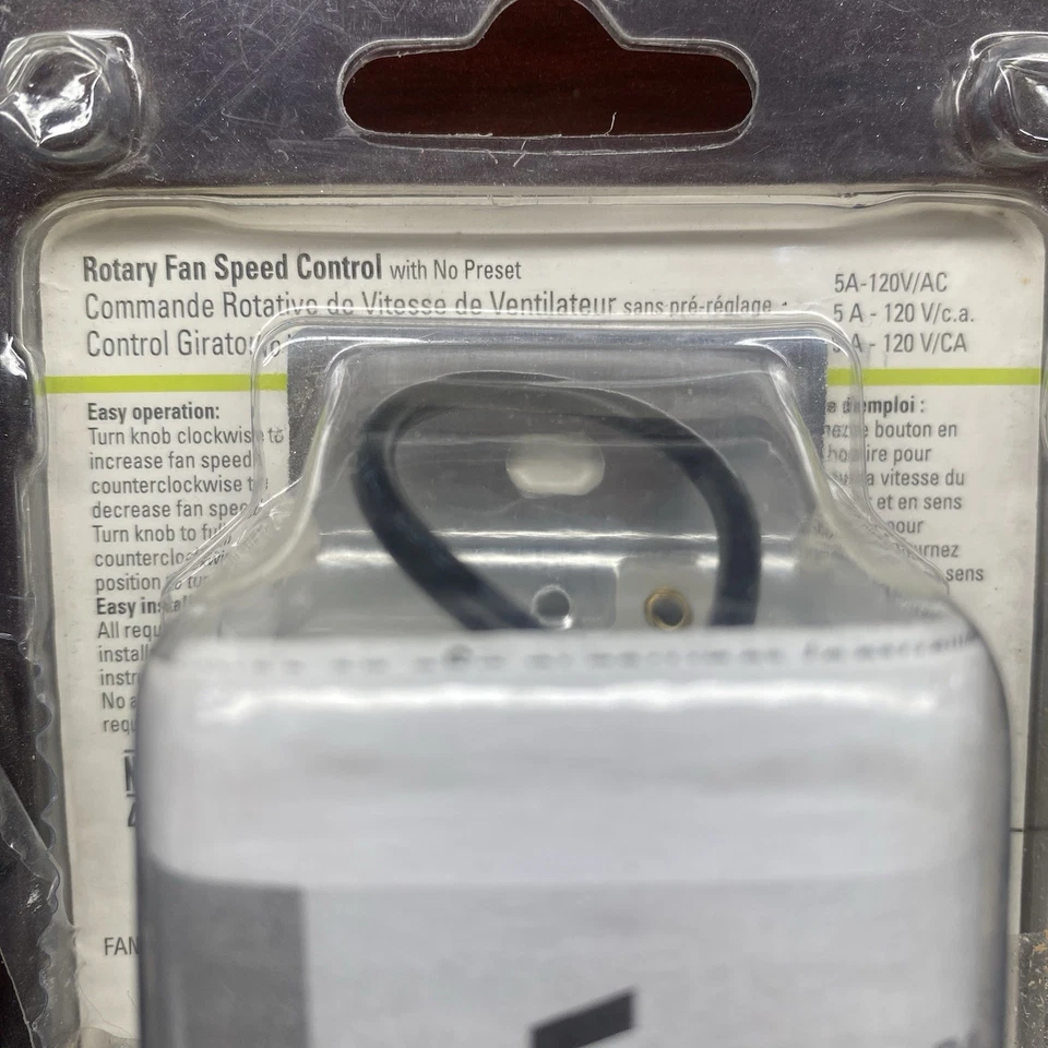 Cooper Wiring Devices RFS5 Rotary Fan Speed Controller 5A 120V Wall Switch - Image 3 of 4