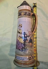 Mettlach 2270 Antique Vintage Large Beer Stein 3.3L Schlitt 1896