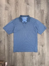 Cutter Buck Polo Shirt Blue XL 64% COTTON Short Sleeve Men's CASUAL
