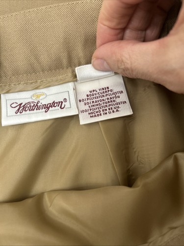 Gonna lunga con cintura vintage Worthington kaki accademia preppy nonna costiera 18 - Foto 4 di 6