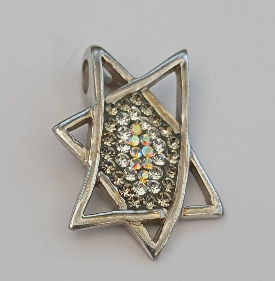 Collar Estrella de David Dorado Plata Hombre Azul Modernista Mujer Cristales Regalo 20 Foto 3 de 4