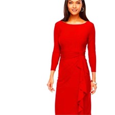 JH Red Ruffle Side Ruching Sheath Dress NWT Valentines Day Cocktail | 8