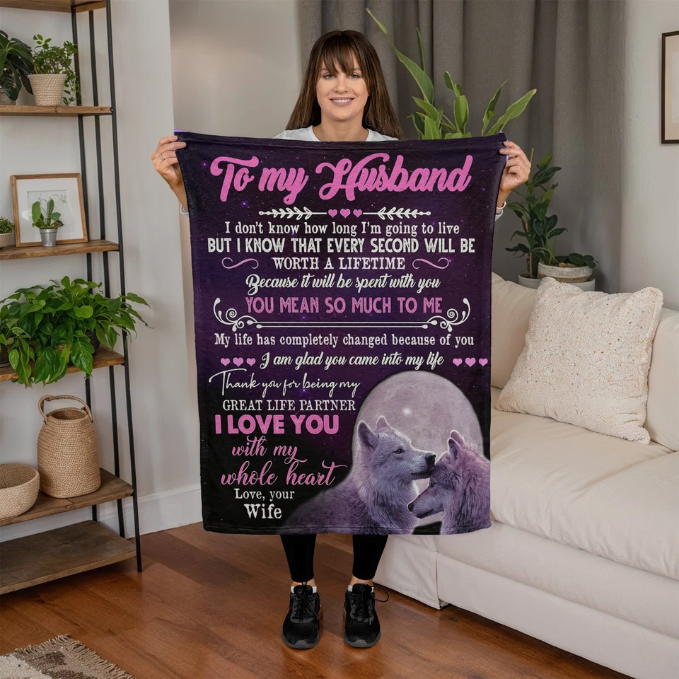 To My Husband Wolf Blanket Gift For Husband From Wife On Birthday Anniversary - Image 3 of 4