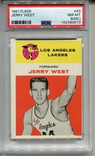 1961 Fleer Jerry West Rookie Card PSA 8 NM MINT MC Graded Basketball #43