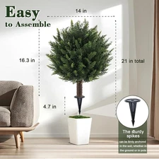 Artificial Topiary Boxwood Tree with Spike Artificial Plant for Patio