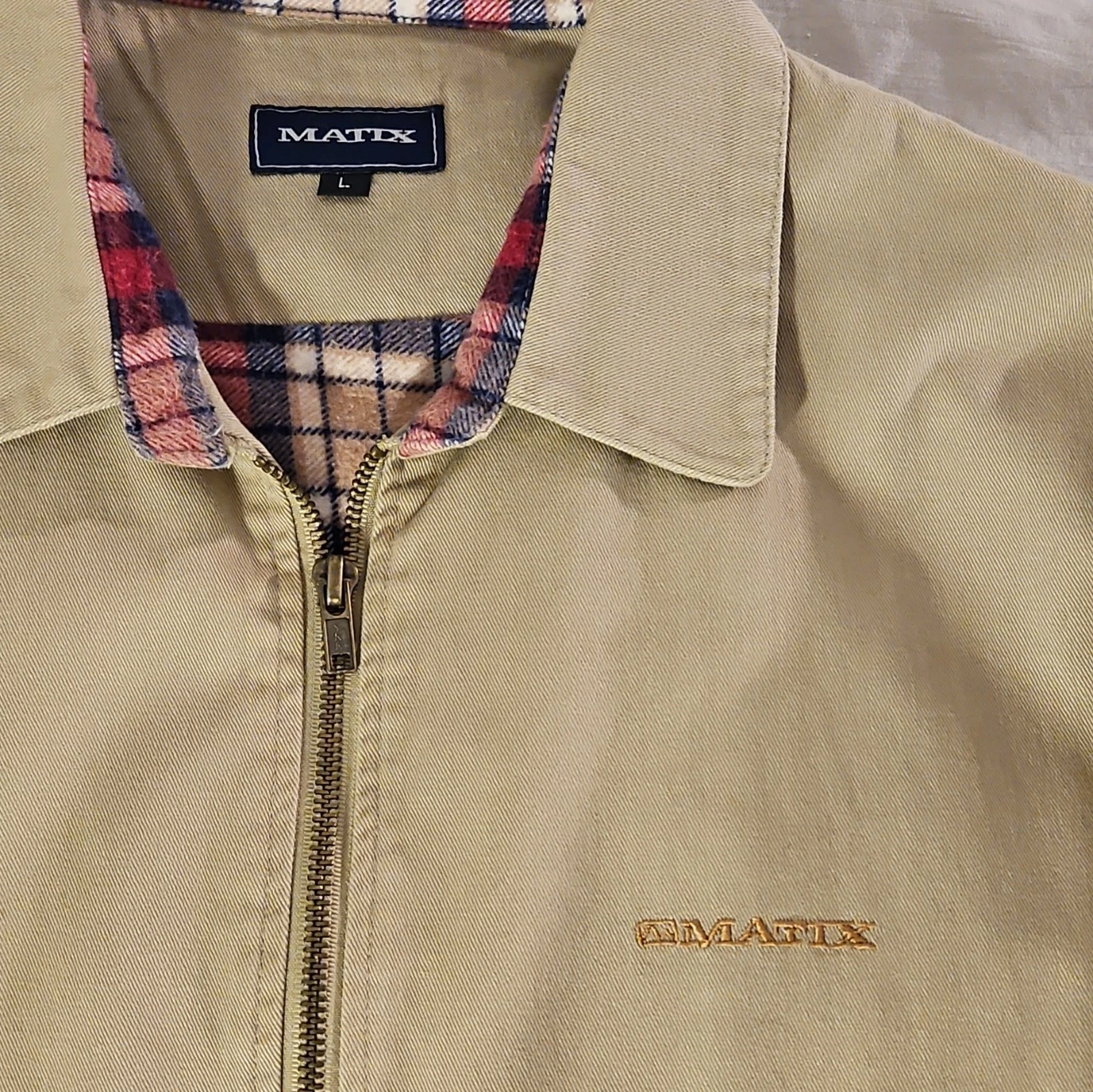 Vintage Y2k Skate Wear Matix Men's Beige Flannel Lined Jacket Twill Cotton L image 7