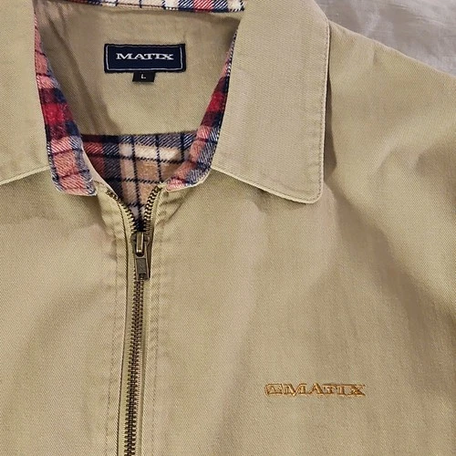 Vintage Y2k Skate Wear Matix Men's Beige Flannel Lined Jacket Twill Cotton L image 7