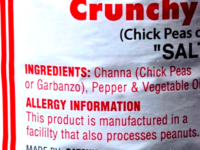 Patsy's Crunchy Whole Channa ( Chick peas or Garbanzo) Salted, 12