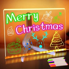 LED Note Board with Colors,11.8"X7.9" Acrylic Led Writing Board, Acrylic Dry Era