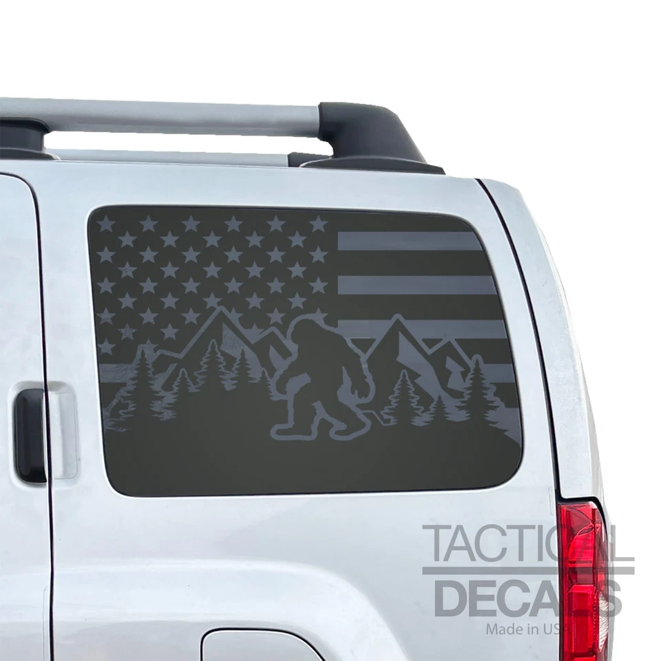 Distressed USA flag w/Sasquatch Decals for 2005-2015 Nissan Xterra NX2-DG3 - Image 3 of 4