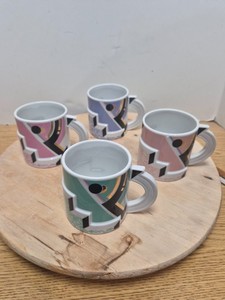 Set of 4 1980s KATO KOGEI FUJIMORI PROGRESSION MUG Mugs Modern Memphis