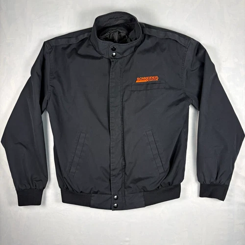 Schneider National Trucking Company Jacket Mens Medium Black Bomber Zip Liner - product listing photo