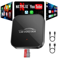 Wireless Carplay & Android Auto Adapter Built in Netflix YouTube, 3-in-1 Car ...