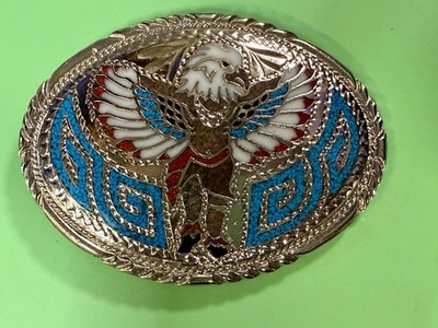 Belt Buckle Eagle Dancer Indian Native Southwestern with Turquoise SSI Inlay Fun Southwestern Eagle Dancer Native Indian with Turquoise Inlay  main image 4