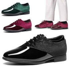 Kids Boys Formal Oxford Dress Shoes Patent Velvet Lace-Up Tuxedo Shoes