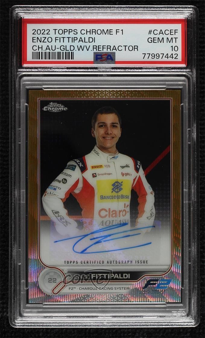 2022 Chrome Formula 1 Gold Refractor /50 Enzo Fittipaldi PSA 10 GEM MT Auto n0c