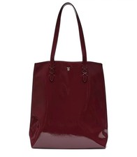 Victoria's Secret Deep Burgundy Tote Logo Accent Patent Shoulder Strap Women