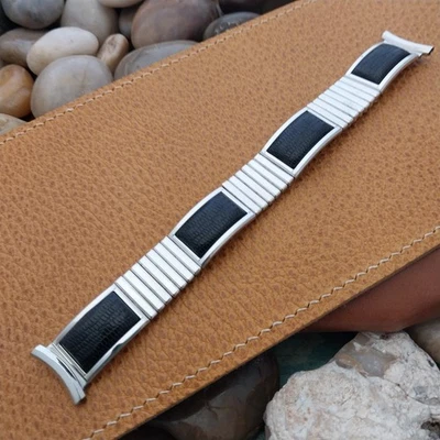 19mm 18mm 1957 10k White Gold-Fill nos Long Speidel Calypso Vintage Watch Band - Photo 1/4