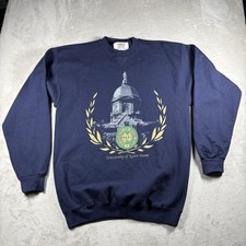 Vintage Notre Dame Sweatshirt Men  s L Blue Fighting Irish Crewneck Made USA 2285