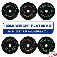 Premium Rubber Bumper Plates 10 15 25 lbs Pair Olympic Weightlifting Durable Gym