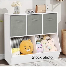 iwell Kids Toy Storage Organizer, Kids Bookshelf W/ Bins, for Boys and Girls