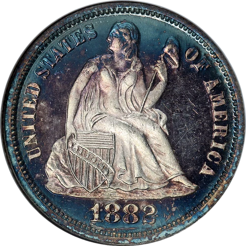 1882 Seated Liberty Dime Proof CAC Sticker NGC PF64 Superb Eye Appeal