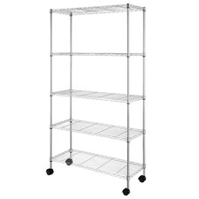 Silver 5-Tier Heavy Duty Metal Freestanding Garage Storage Shelving Unit 13.78