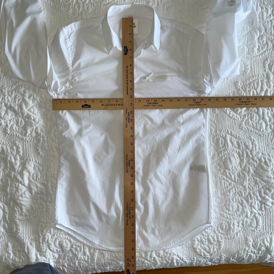 Opening Ceremoney Men's Sz M SLIM FIT White L/S Button-up Shirt Zip Chest Pocket - Image 4 of 4