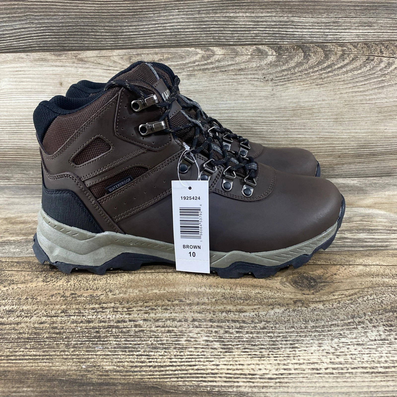 Khombu Kenny Waterproof Hiking Boots Brown Leather Memory Foam Men’s Size 10.