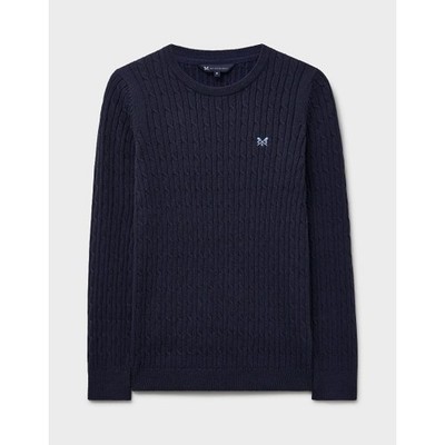 Crew Clothing Heritage Cable Jumper with Cashmere in Navy - 8 10 14 16 18 - BNWT