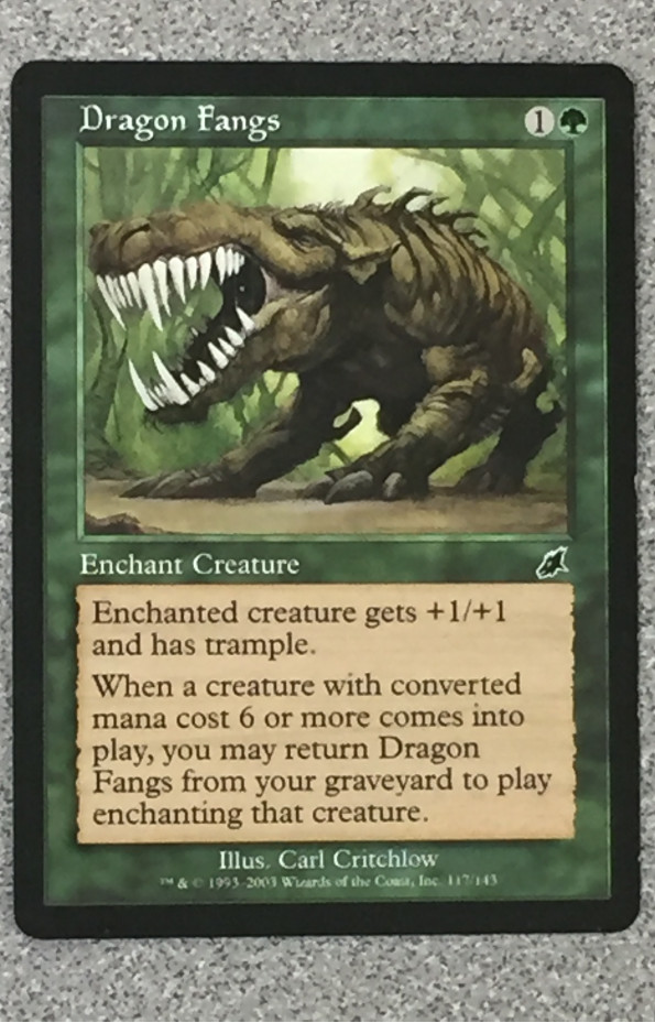MTG - DRAGON FANGS 1X- SCOURGE - COMMON - ENCHANT CREATURE - LP