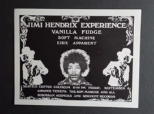 Original 1968 Jimi Hendrix Experience Vanilla Fudge Seattle Coliseum Handbill