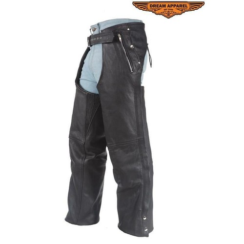 Leather Chaps With 3 Pockets & Mesh Lining - Picture 2 of 9