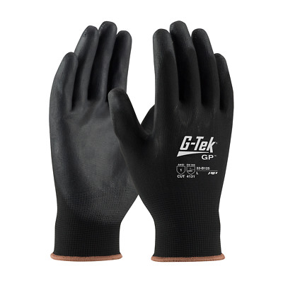 G-Tek GP Polyurethane Coated Knit Nylon Work Gloves, Black 6 Pair SM PIP 33-B125