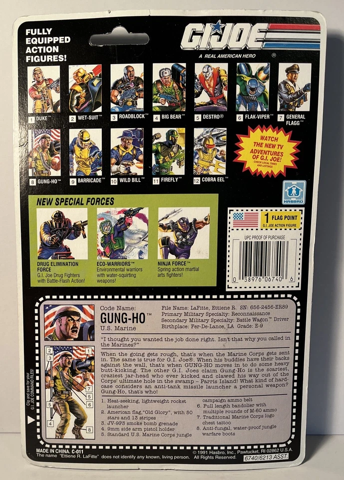 G.I. Figura de acción Joe Hasbro 1991 Gung-Ho U.S. Marine sellada, ¡bonita! (B22) Foto 3 de 4