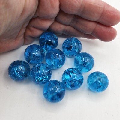 Lot of 10 Vintage solid crackle Glass Balls Decor turquoise blue marble  craft