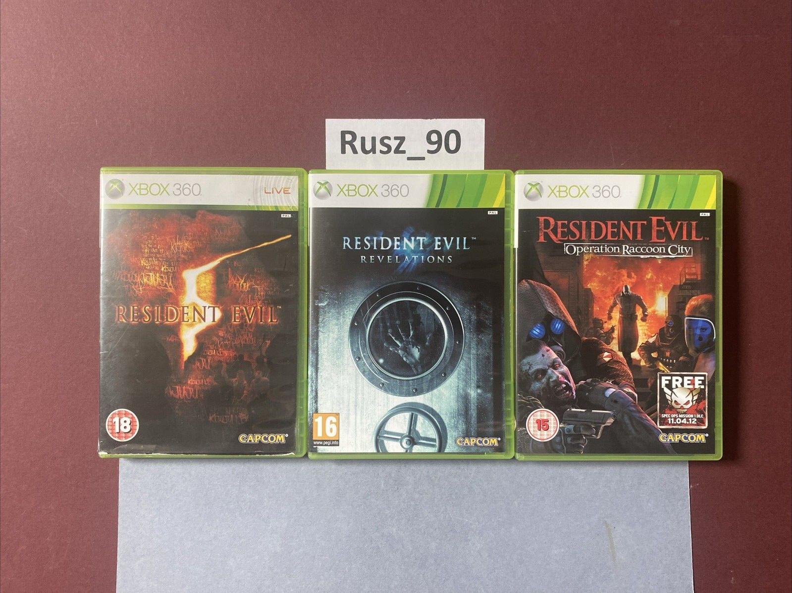 Resident Evil: 5, Revelations & Operation Racoon City Xbox 360 x3 Game Bundle