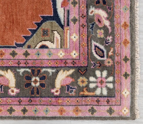 Oushak Indo Orange-Brown Hand-Made Rug to decor living room Antique ethnic rugs. - Picture 7 of 9