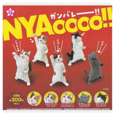 NYAoooo!! Good luck!! cat Complete set 5 Capsule Toy Gacha free shipping NEW