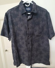 Nat Nast Black On Black Leaf Bowling Silk Blend Men  s M Shirt